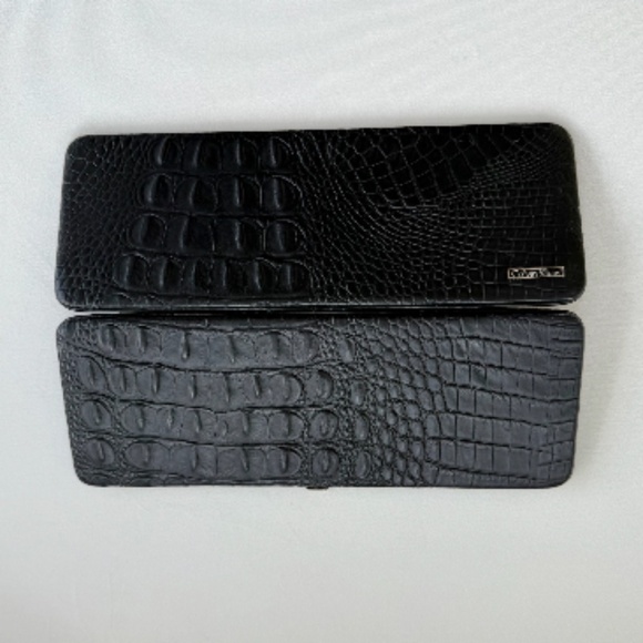 NWOT Calvin Klein Slim Leather Clutch - Black - Picture 6 of 7